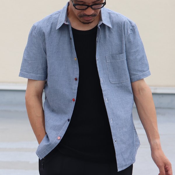 画像16: 【RE PRICE / 価格改定】ダンガリーランダムボタン半袖シャツ / Audience x GUNG HO