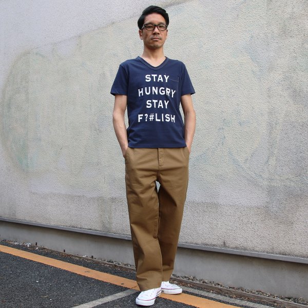 画像8: 【RE PRICE/価格改定】 ラフィー天竺"STAY HUNGRAY"Vネックポケット付きカットソー【MADE IN JAPAN】 / Upscape Audience