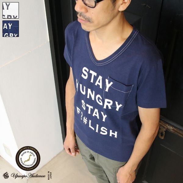 画像9: 【RE PRICE/価格改定】 ラフィー天竺"STAY HUNGRAY"Vネックポケット付きカットソー【MADE IN JAPAN】 / Upscape Audience