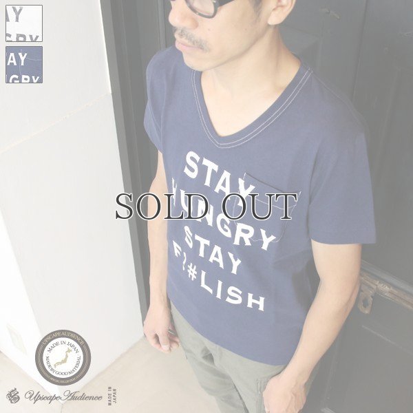 画像9: ラフィー天竺"STAY HUNGRAY"Vネックポケット付きカットソー【MADE IN JAPAN】 / Upscape Audience