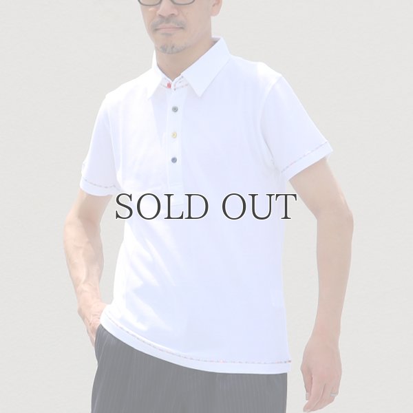 画像6: 鹿の子ランダムボタンレインボーステッチ半袖ポロシャツ【MADE IN JAPAN】『日本製』/ Upscape Audience