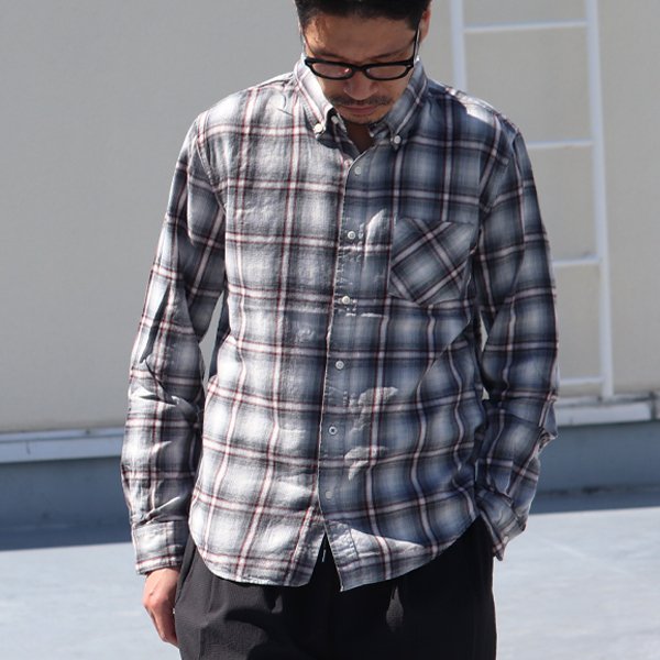 画像5: 【RE PRICE / 価格改定】オンブレチェックボタンダウンワンカラーボタン長袖シャツ【MADE IN JAPAN】『日本製』/ Upscape Audience