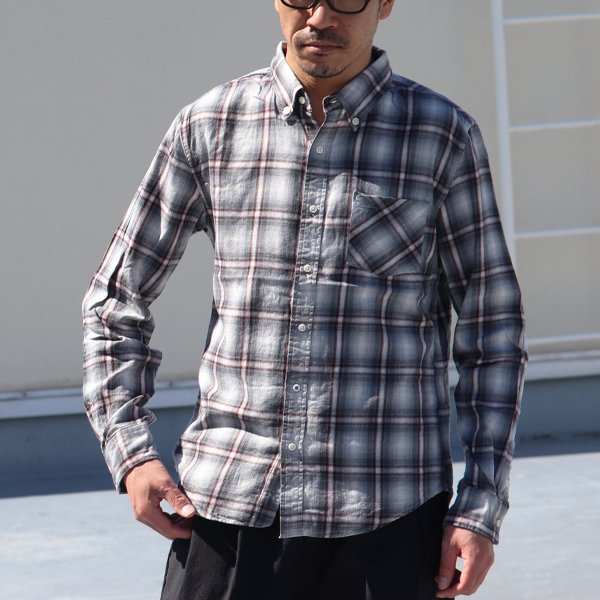 画像6: 【RE PRICE / 価格改定】オンブレチェックボタンダウンワンカラーボタン長袖シャツ【MADE IN JAPAN】『日本製』/ Upscape Audience