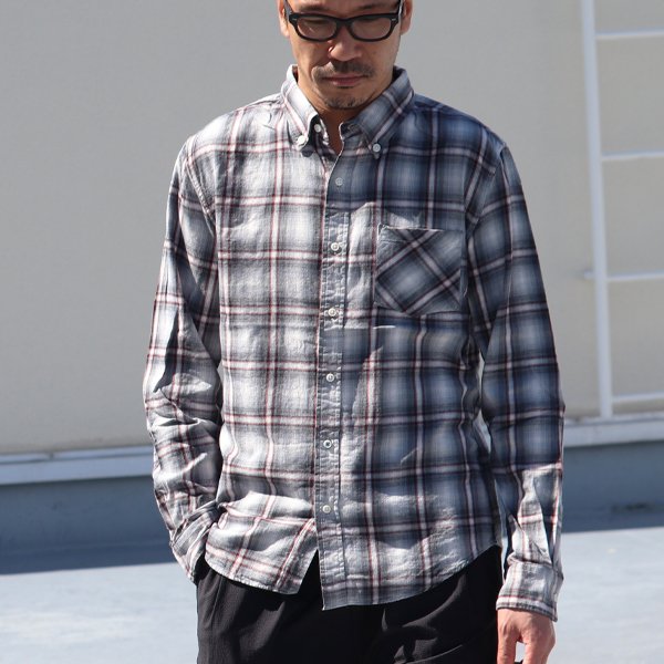 画像7: 【RE PRICE / 価格改定】オンブレチェックボタンダウンワンカラーボタン長袖シャツ【MADE IN JAPAN】『日本製』/ Upscape Audience