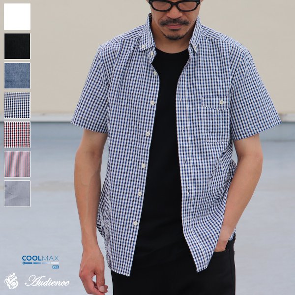 画像1: 【RE PRICE / 価格改定】Coolmax（クールマックス）ボタンダウンワイドスプレッドカラー半袖シャツ / Audience