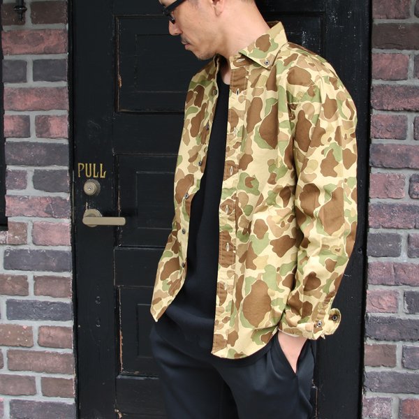 画像8: 【RE PRICE / 価格改定】カモ柄プリントツイルオープンスプレッドボタンダウン長袖シャツ【MADE IN JAPAN】『日本製』/ Upscape Audience