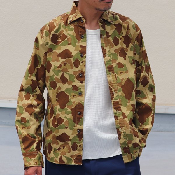 画像3: 【RE PRICE / 価格改定】カモ柄プリントツイルオープンスプレッドボタンダウン長袖シャツ【MADE IN JAPAN】『日本製』/ Upscape Audience