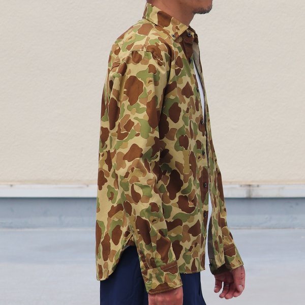 画像5: 【RE PRICE / 価格改定】カモ柄プリントツイルオープンスプレッドボタンダウン長袖シャツ【MADE IN JAPAN】『日本製』/ Upscape Audience