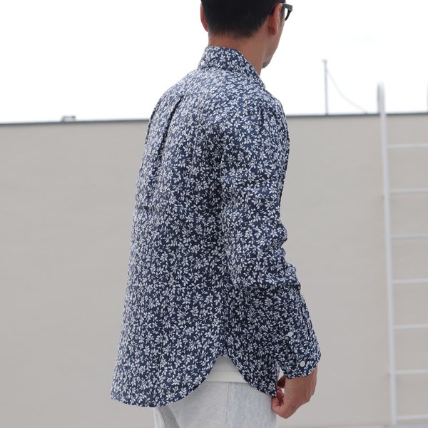 画像8: 【RE PRICE / 価格改定】小花柄リネンワイドスプレッドカラーボタンダウン長袖シャツ 【MADE IN JAPAN】『日本製』/ Upscape Audience