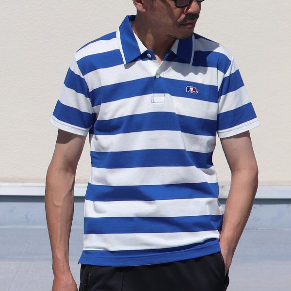 画像5: 【RE PRICE / 価格改定】鹿の子太ボーダーエレファント刺繍ワイドスプレッドカラーポロシャツ【MADE IN JAPAN】『日本製』/ Upscape Audience