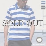 鹿の子太ボーダーエレファント刺繍ワイドスプレッドカラーポロシャツ【MADE IN JAPAN】『日本製』/ Upscape Audience