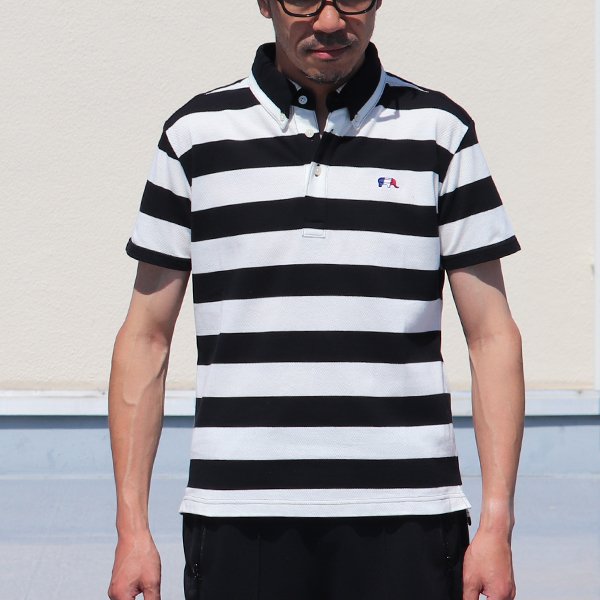 画像3: 【RE PRICE / 価格改定】鹿の子太ボーダーエレファント刺繍ボタンダウンカラーポロシャツ【MADE IN JAPAN】『日本製』/ Upscape Audience