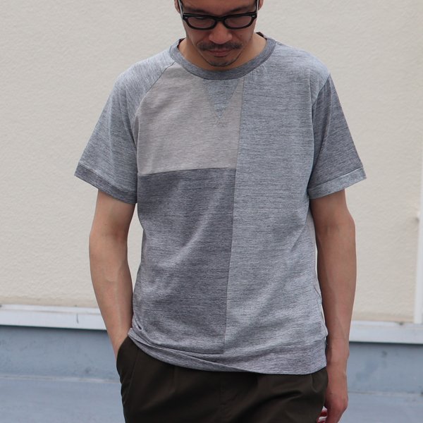 画像3: ガラガラ紡パッチワーククルーネックカットソー【MADE IN JAPAN】『日本製』/ Upscape Audience