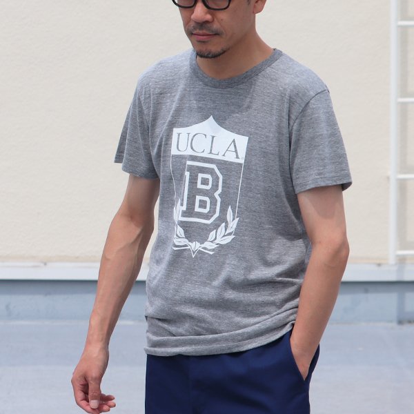 画像7: 【RE PRICE / 価格改定】 UCLA"UCLA B"エンブレム三素材混カレッジプリント半袖クルーネックTシャツ / Audience