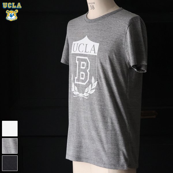 画像1: 【RE PRICE / 価格改定】 UCLA"UCLA B"エンブレム三素材混カレッジプリント半袖クルーネックTシャツ / Audience