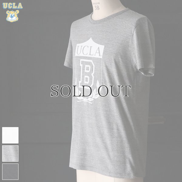 画像1: UCLA"UCLA B"エンブレム三素材混カレッジプリント半袖クルーネックTシャツ / Audience