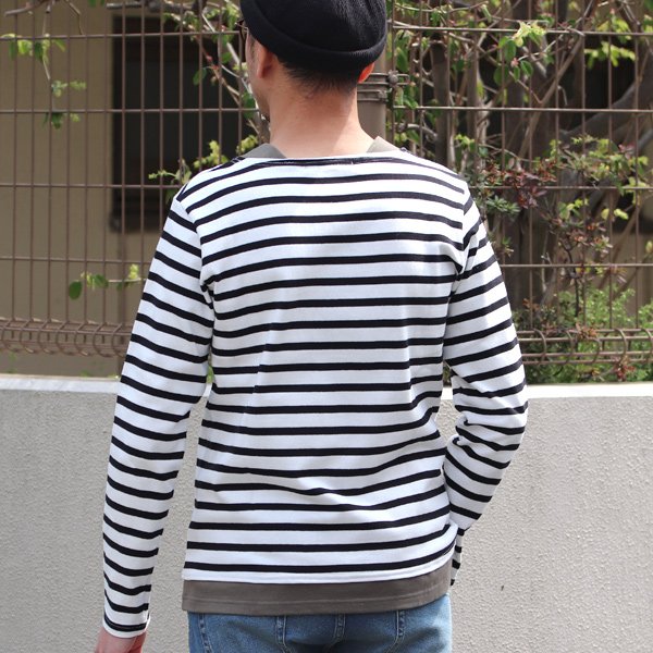 画像4: Basque 10オンス ( バスク天竺 ) ボートネックレイヤードカットソー【MADE IN JAPAN】『日本製』 / Upscape Audience