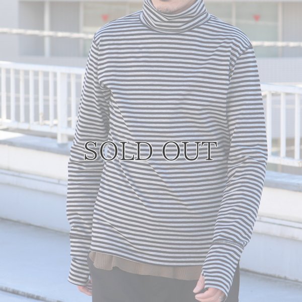 画像3: 高密度シルケットボーダープロテクトボッシュタートルネック長袖カットソー【MADE IN JAPAN】『日本製』/ Upscape Audience