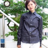 【RE PRICE/価格改定】麻混デニムワイドスプレッド長袖シャツ [Lady's]【MADE IN JAPAN】『日本製』/ Upscape Audience