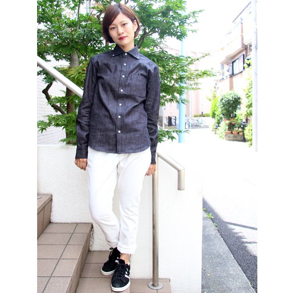 画像7: 【RE PRICE / 価格改定】麻混デニムワイドスプレッド長袖シャツ [Lady's]【MADE IN JAPAN】『日本製』/ Upscape Audience
