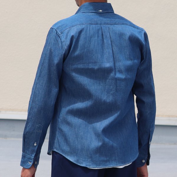 画像6: 【RE PRICE / 価格改定】麻混デニムワイドスプレッド長袖シャツ【MADE IN JAPAN】『日本製』/ Upscape Audience