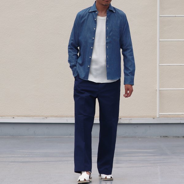 画像7: 【RE PRICE / 価格改定】麻混デニムワイドスプレッド長袖シャツ【MADE IN JAPAN】『日本製』/ Upscape Audience