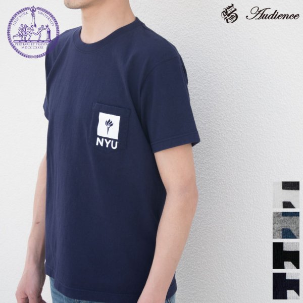 画像1: 【RE PRICE / 価格改定】New York University "TORCH" 7.1oz米綿丸胴オールドプリントクルーネックポケットT / Audience