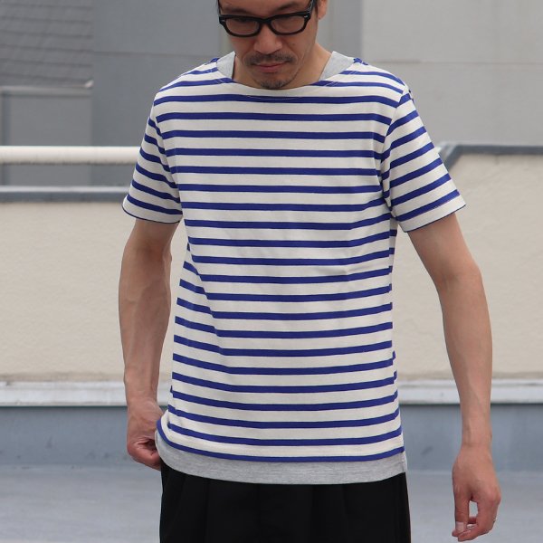 画像7: 【RE PRICE/価格改定】Basque 10オンス ( バスク天竺 )無地＆ボーダーボートネックレイヤード半袖カットソー【MADE IN JAPAN】『日本製』/ Upscape Audience