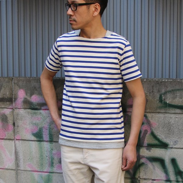 画像15: 【RE PRICE/価格改定】Basque 10オンス ( バスク天竺 )無地＆ボーダーボートネックレイヤード半袖カットソー【MADE IN JAPAN】『日本製』/ Upscape Audience