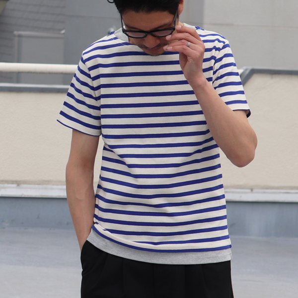 画像8: 【RE PRICE/価格改定】Basque 10オンス ( バスク天竺 )無地＆ボーダーボートネックレイヤード半袖カットソー【MADE IN JAPAN】『日本製』/ Upscape Audience