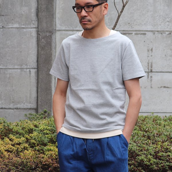 画像2: 【RE PRICE/価格改定】Basque 10オンス ( バスク天竺 )無地＆ボーダーボートネックレイヤード半袖カットソー【MADE IN JAPAN】『日本製』/ Upscape Audience