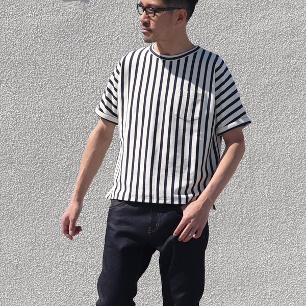 画像7: 【RE PRICE/価格改定】Basque 10オンス ( バスク天竺 )無地＆ボーダービッグポケT【MADE IN JAPAN】『日本製』/ Upscape Audience