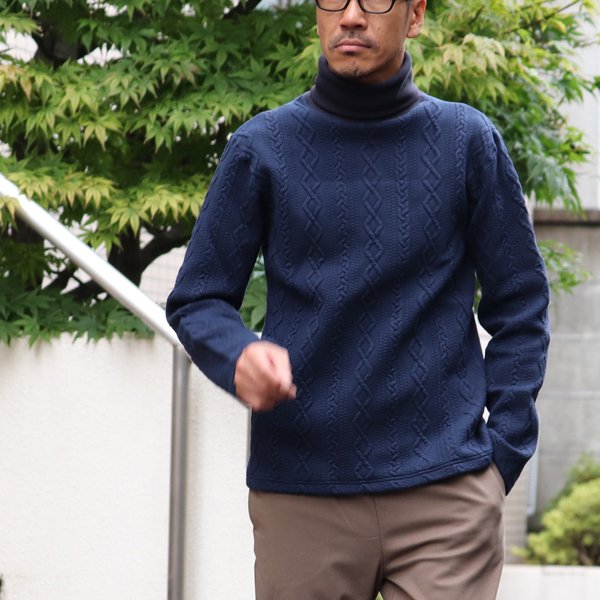 画像6: ケーブル裏毛タートルネック長袖スウェット【MADE IN JAPAN】『日本製』  / Upscape Audience