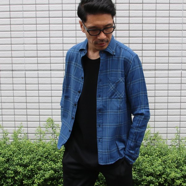 画像7: 【RE PRICE / 価格改定】ワイドスプレッドボタンダウンカラーインディゴネルチェック長袖シャツ【MADE IN JAPAN】『日本製』  / Upscape Audience