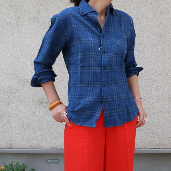 画像3: 【RE PRICE / 価格改定】ワイドスプレッドボタンダウンカラーインディゴネルチェック長袖シャツ【MADE IN JAPAN】『日本製』  / Upscape Audience