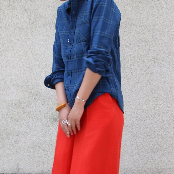 画像5: 【RE PRICE / 価格改定】ワイドスプレッドボタンダウンカラーインディゴネルチェック長袖シャツ【MADE IN JAPAN】『日本製』  / Upscape Audience