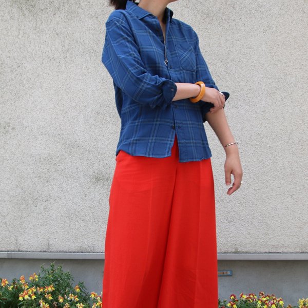 画像6: 【RE PRICE / 価格改定】ワイドスプレッドボタンダウンカラーインディゴネルチェック長袖シャツ【MADE IN JAPAN】『日本製』  / Upscape Audience