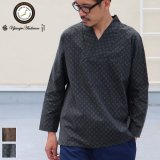 【RE PRICE/価格改定】コットンクロス小紋柄キモノVネックプルオーバー9分袖_Shirts【MADE IN JAPAN】『日本製』/ Upscape Audience