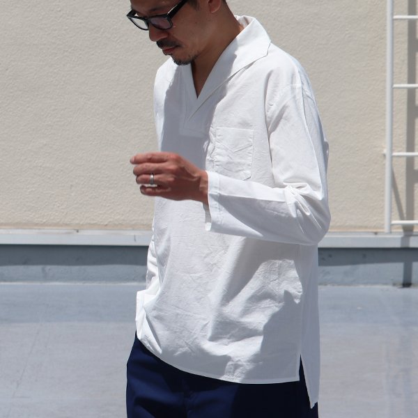 画像5: コットンクロススキッパーカラープルオーバーポケ付9分袖_Shirts【MADE IN JAPAN】『日本製』 / Upscape Audience