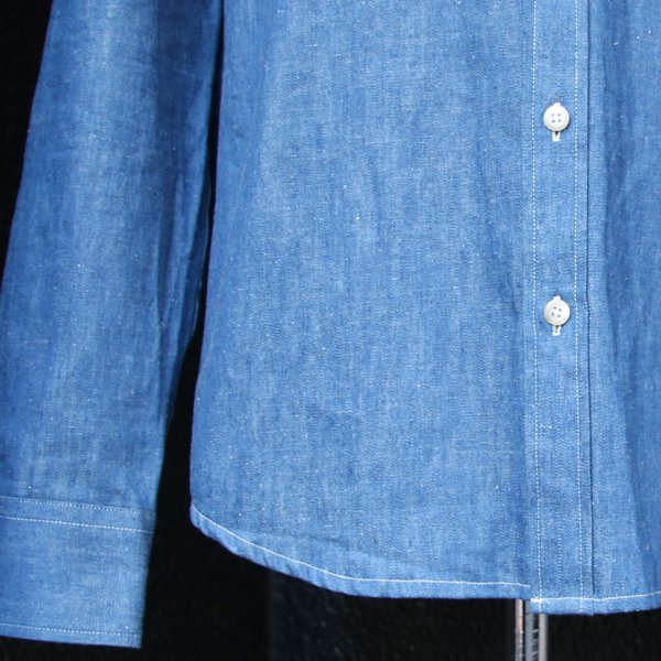 画像17: 【RE PRICE / 価格改定】麻混デニムナローカラーボタンダウン長袖シャツ【MADE IN JAPAN】『日本製』/ Upscape Audience