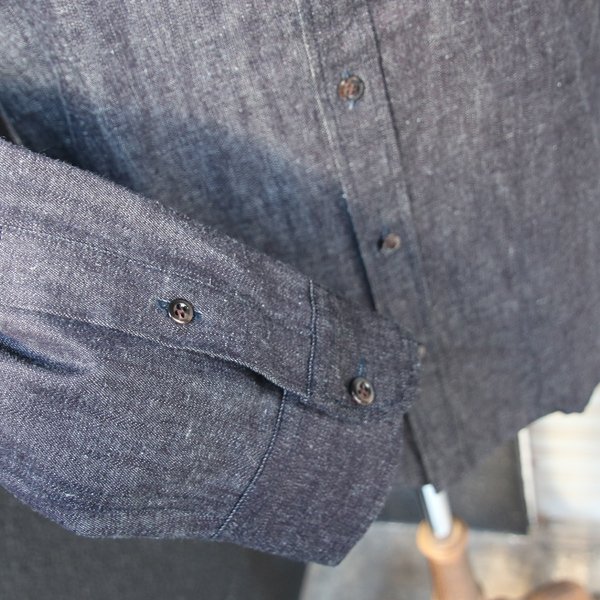 画像20: 【RE PRICE / 価格改定】麻混デニムナローカラーボタンダウン長袖シャツ【MADE IN JAPAN】『日本製』/ Upscape Audience