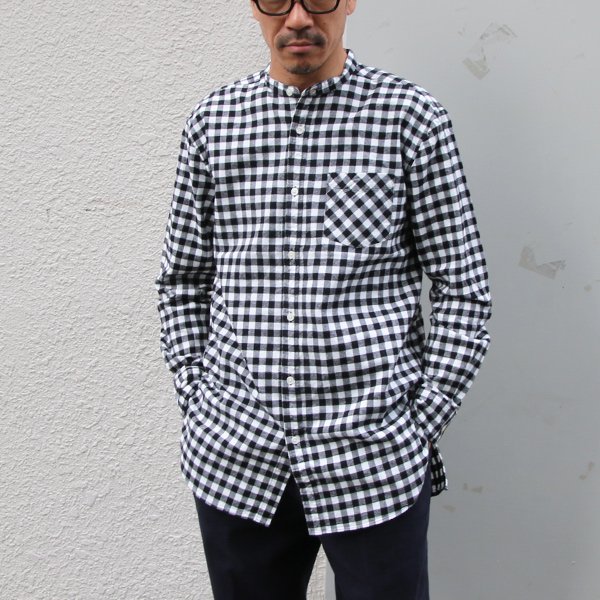 画像9: 【RE PRICE / 価格改定】フランネルチェックバンドカラーロング長袖_Shirts【MADE IN JAPAN】『日本製』/ Upscape Audience