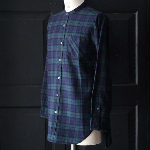 画像3: 【RE PRICE / 価格改定】フランネルチェックバンドカラーロング長袖_Shirts【MADE IN JAPAN】『日本製』/ Upscape Audience