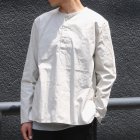 More photos2: 【RE PRICE/価格改定】コットンギャバジンノーカラーP/O コンチョ釦L/SシャツTEE【MADE IN JAPAN】『日本製』/ Upscape Audience