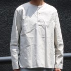 More photos1: コットンギャバジンノーカラーP/O コンチョ釦L/SシャツTEE【MADE IN JAPAN】『日本製』/ Upscape Audience