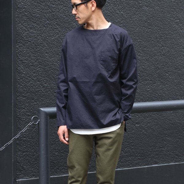 画像12: 【RE PRICE / 価格改定】コットンギャバジンボートネックP/O ポケット付L/SシャツTEE【MADE IN JAPAN】『日本製』/ Upscape Audience