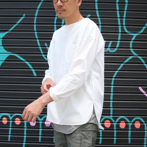 画像9: 【RE PRICE / 価格改定】コットンギャバジンボートネックP/O ポケット付L/SシャツTEE【MADE IN JAPAN】『日本製』/ Upscape Audience