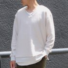 More photos1: 【RE PRICE/価格改定】パイルシャギー セットインスリーブ V/N サイドスリット L/S ニットソー【MADE IN JAPAN】『日本製』/ Upscape Audience