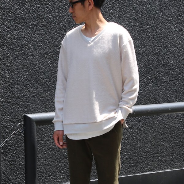 画像10: 【RE PRICE/価格改定】パイルシャギー セットインスリーブ V/N サイドスリット L/S ニットソー【MADE IN JAPAN】『日本製』/ Upscape Audience