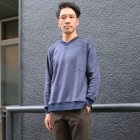More photos2: 【RE PRICE/価格改定】パイルシャギー セットインスリーブ V/N サイドスリット L/S ニットソー【MADE IN JAPAN】『日本製』/ Upscape Audience